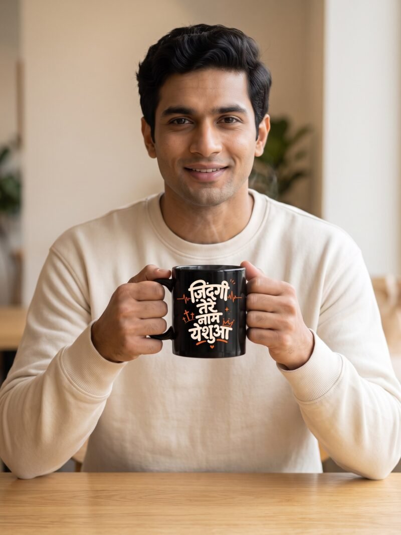 Zindagi Tere Naam Yeshua mug male hands